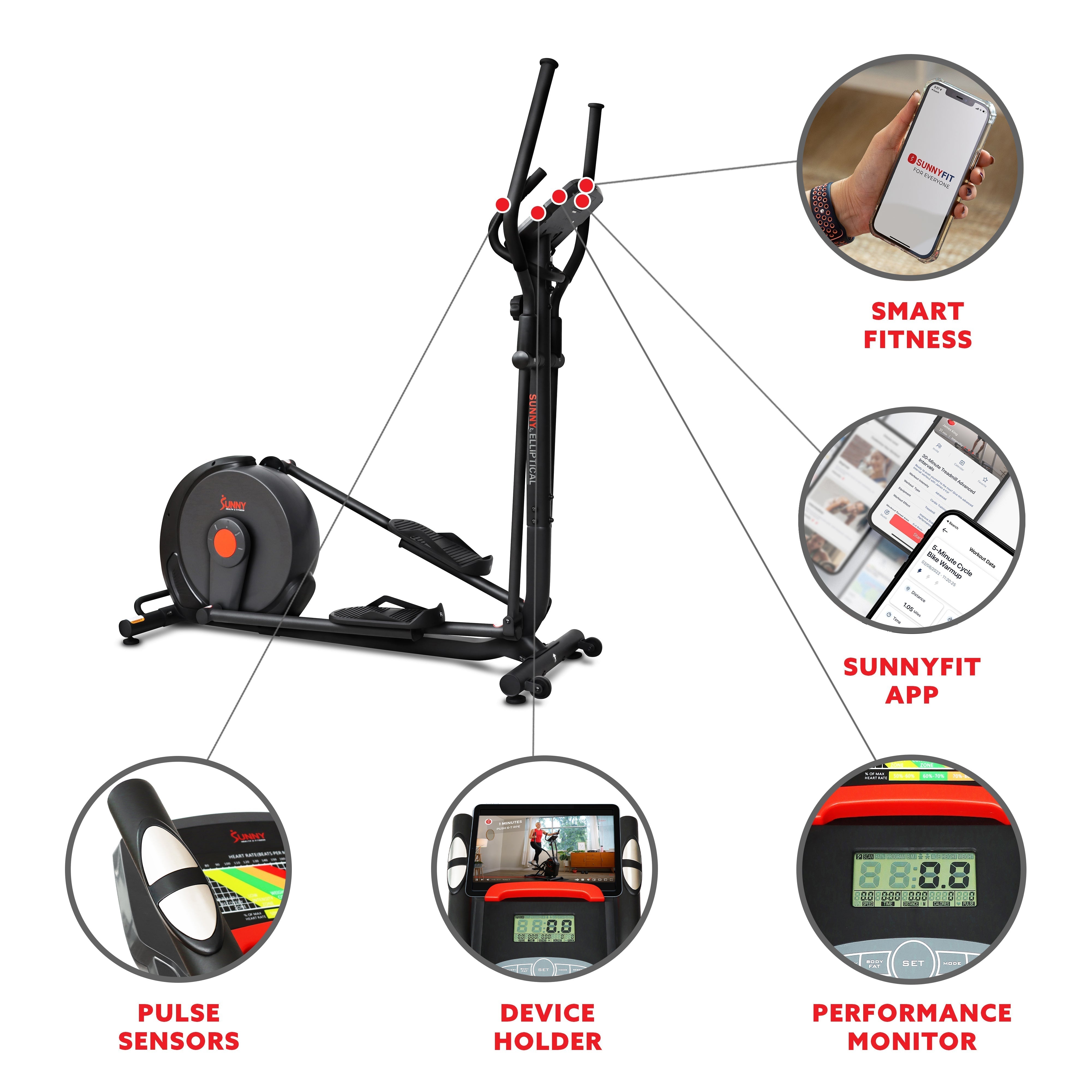 Power Stride Smart Magnetic Elliptical Machine with 18
