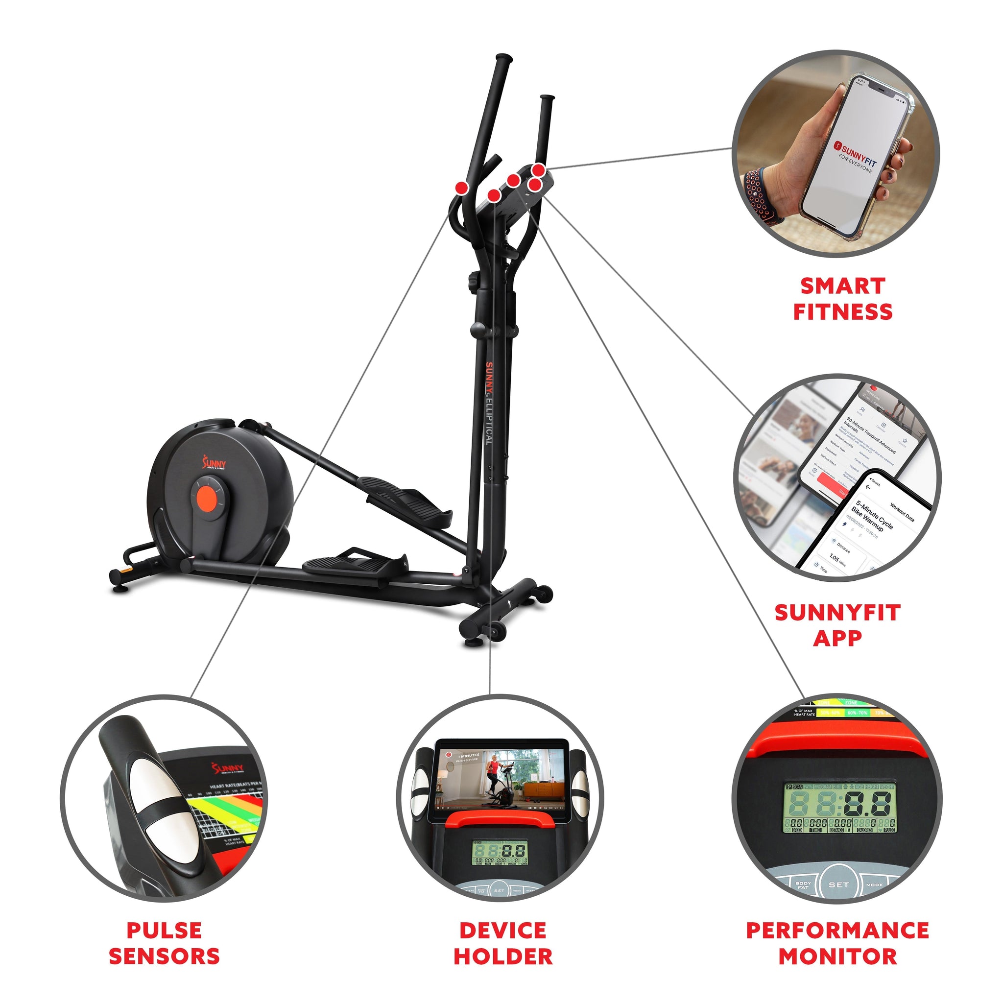 Power Stride Smart Magnetic Elliptical Machine with 18