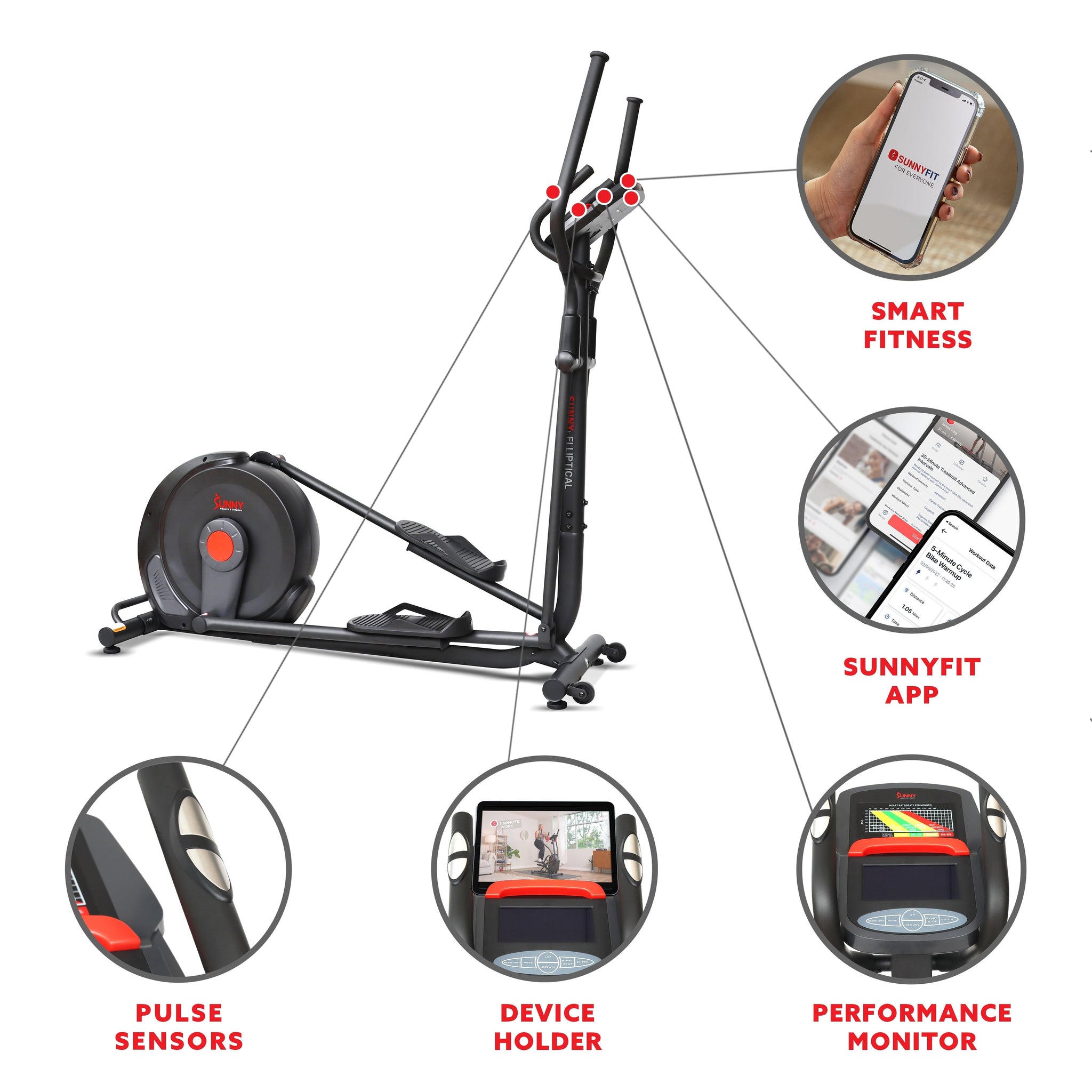 Power Stride Smart Electro-Magnetic Elliptical Machine with 18