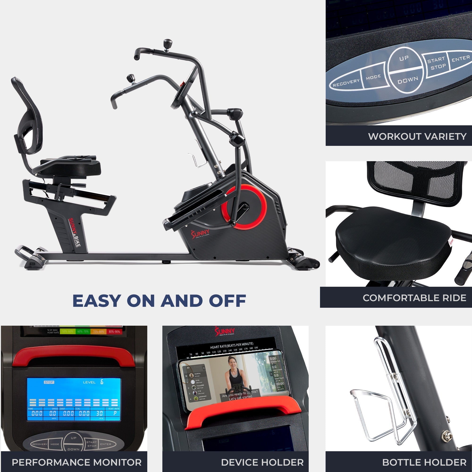 Premium Smart Programmable Electro-Magnetic Resistance Recumbent Elliptical Cross Trainer